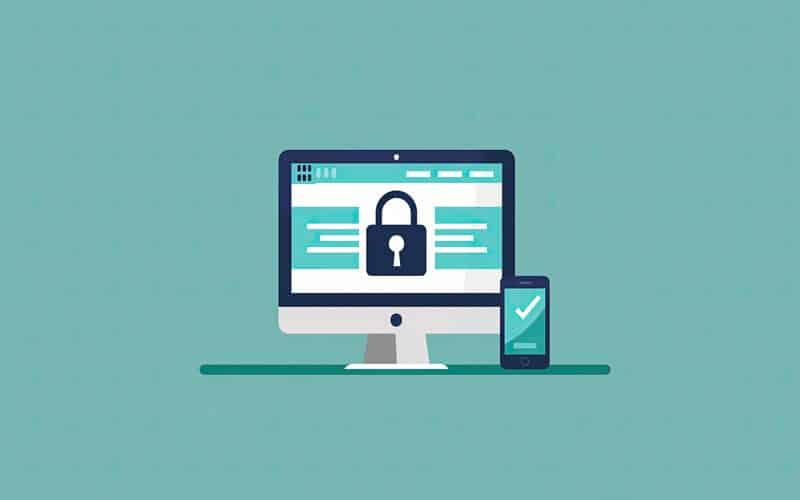 Secure WordPress website displayed on a Mac screen and a mobile device